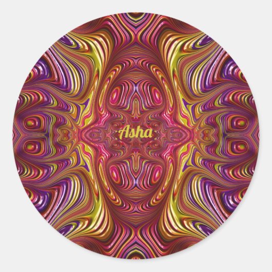 ASHA ~ mehrfarbiges Fraktal Design ~ Runder Aufkleber (Vorderseite)