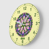 ASHA ~WOW! mehrfarbige Miniatur-Stiefmütterchen ge Große Wanduhr (Winkel)