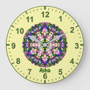ASHA ~WOW! mehrfarbige Miniatur-Stiefmütterchen ge Große Wanduhr