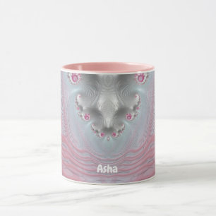 ASHA ~ Zany 3D Fraktal ~ Rosa und Weiß Tasse