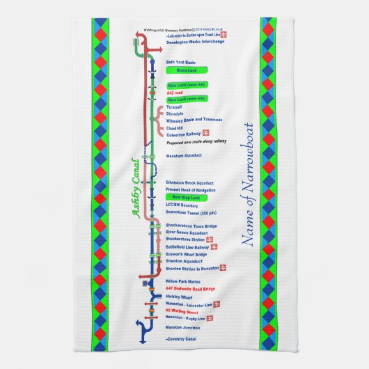 Ashby Kanal-Weg-BRITISCHES Wasserstraße-Grün Handtuch (Vertikal)