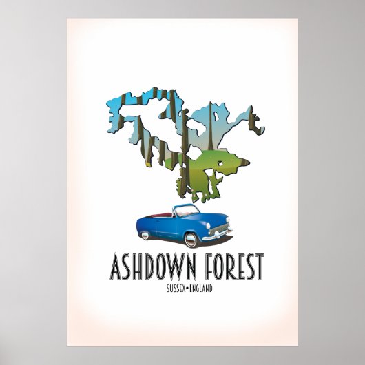 ashdown forest sussex map travel poster map (Vorne)