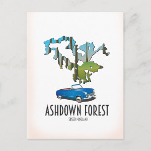ashdown forest sussex map travel poster map postkarte