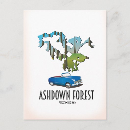 ashdown forest sussex map travel poster map postkarte (Vorderseite)