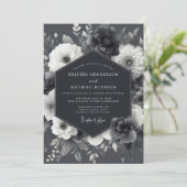 Ashen Gothic Flora Wedding Einladung (Stehend Vorderseite)