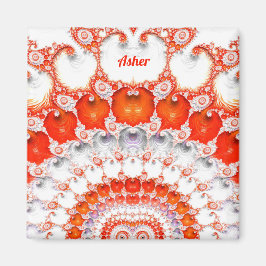 ASHER ~ Abstraktes Muster ~ Red Orange White~ Magnet