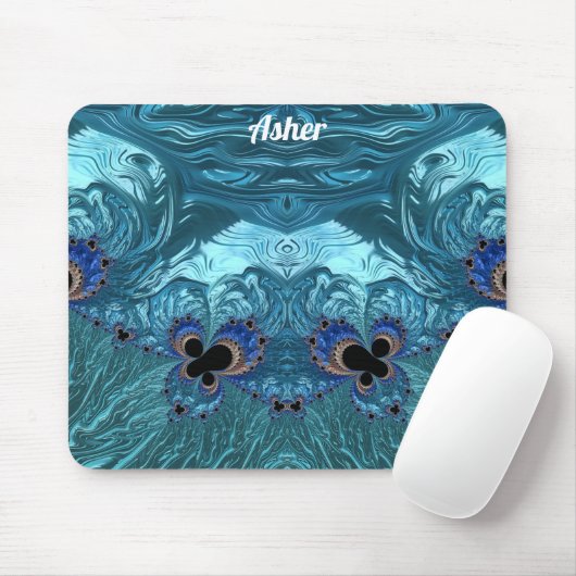 ASHER ~ Blue Aqua und Black Design Mousepad (Mit Mouse)