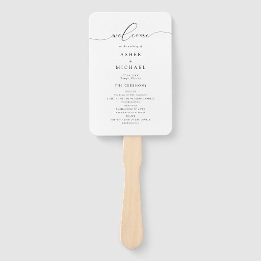 ASHER Elegant Calligraphy Script Wedding Program Fächer (Vorderseite)