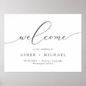 ASHER Elegant Calligraphy Script Wedding Willkomme Poster (Vorne)