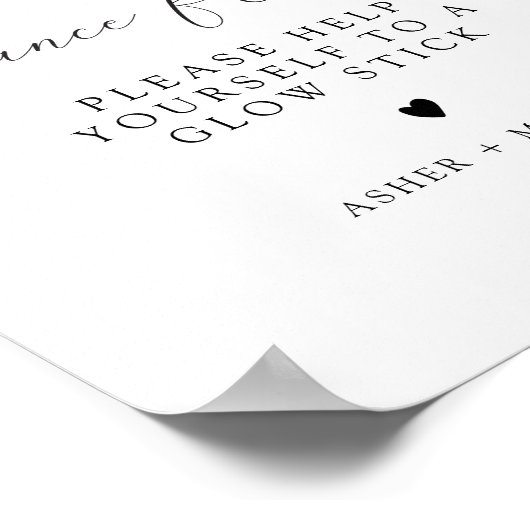 ASHER Elegant Calligraphy Wedding Glow Stick Poster (Ecke)