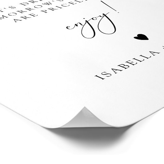 ASHER Elegante Calligraphy Open Bar Drink Poster (Ecke)