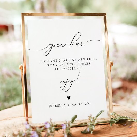 ASHER Elegante Calligraphy Open Bar Drink Poster