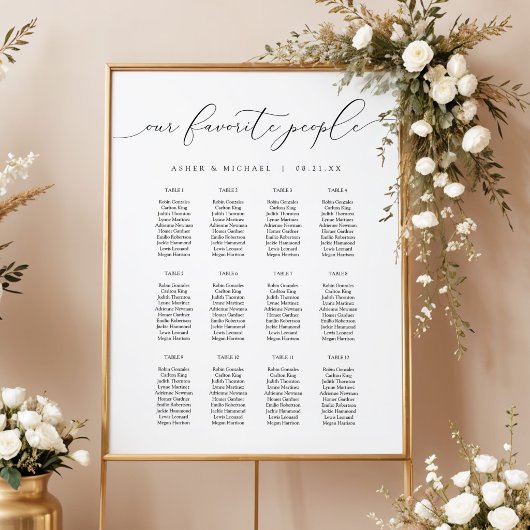 ASHER Elegante Kalligrafie Script Wedding Seating Poster