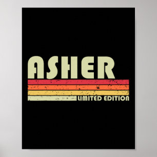 Asher Geschenk Name Personalisiert Lustig Retro Vi Poster