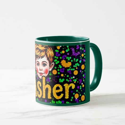 ASHER ~ GLOSSY Sequin Picture ~ Tasse (VorderseiteRechts)