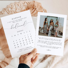 ASHER Modern Script Calendar Bridesmaid Vorschlag Einladung