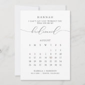 ASHER Modern Script Calendar Bridesmaid Vorschlag Einladung (Vorderseite)