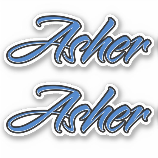 Asher Name blue Aufkleber Sticker Stickerset (Vorderseite)