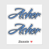 Asher Name blue Aufkleber Sticker Stickerset (Blatt)