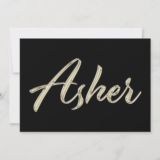 Asher Name white gold Handwriting Karte (Vorderseite)