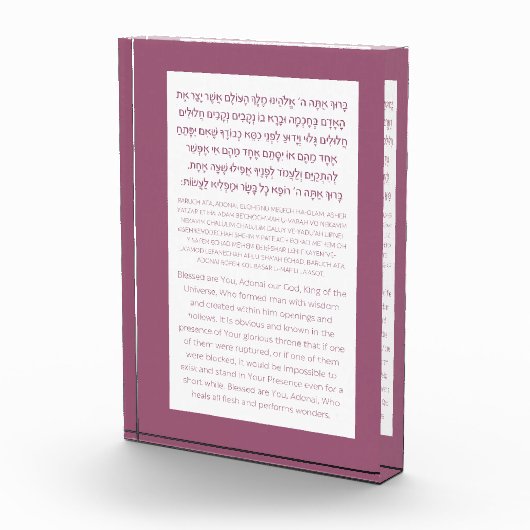 Asher Yatzar Hebrew Blessing Dusty Pink Fotoblock (Rechts)