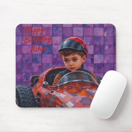 ASHER ~ Young Boy Racing Car Driver ~ Mousepad (Mit Mouse)