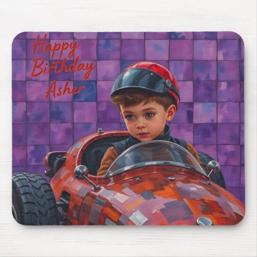 ASHER ~ Young Boy Racing Car Driver ~ Mousepad (Vorne)