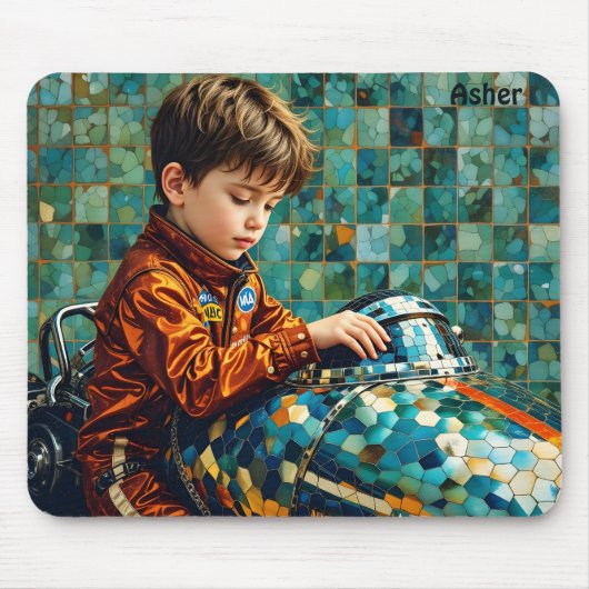 ASHER ~ Young Boy Racing Car Driver ~ Mousepad (Vorne)