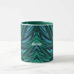 ASHER ~ Zany 3D Fraktal ~ Blau und Grün Tasse