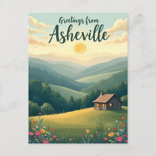 Asheville Blue Ridge Mountains Vintage-Postkarte Postkarte