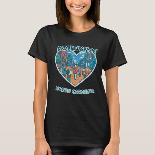 Asheville In North Carolina Travel Souvenir Heart T-Shirt (Vorderseite)