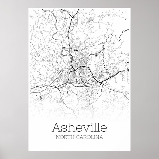 Asheville Map - North Carolina - City Map Poster (Vorne)