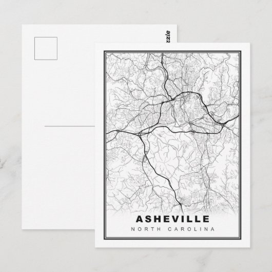 Asheville Map Postkarte (Vorne/Hinten)