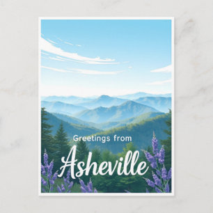 Asheville, NC – Blue Ridge Mountains Vintage Postkarte