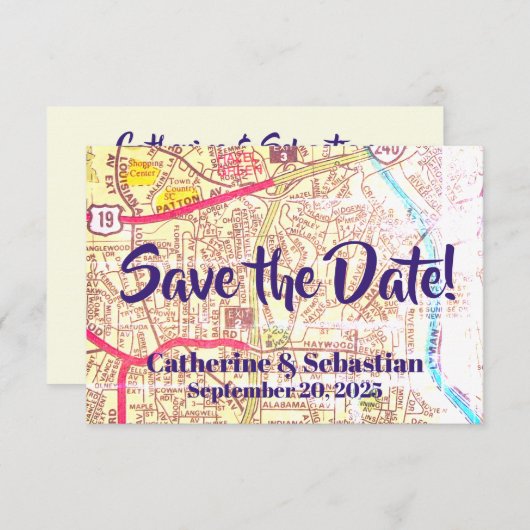 Asheville, NC Vintage Karte (Vorne/Hinten)