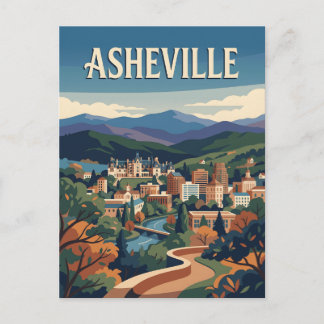 Asheville North Carolina Blue Ridge Reiseplakat Postkarte