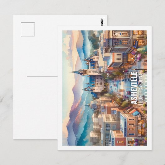 Asheville North Carolina Fantastischer Ort Aquarel Postkarte (Vorne/Hinten)