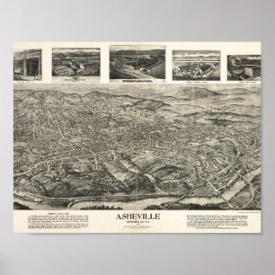 Asheville, North Carolina Historische Mauer Kunst Poster