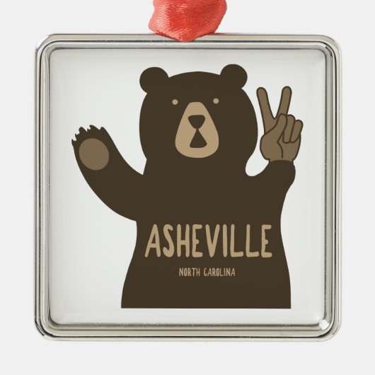 Asheville North Carolina Peace Bear Ornament Aus Metall (Vorne)