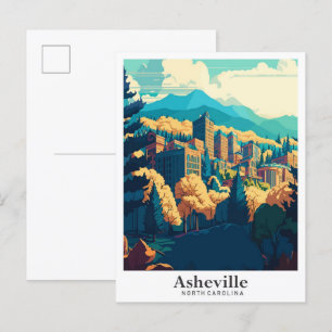 Asheville North Carolina Reise Kunst Vintage Postkarte