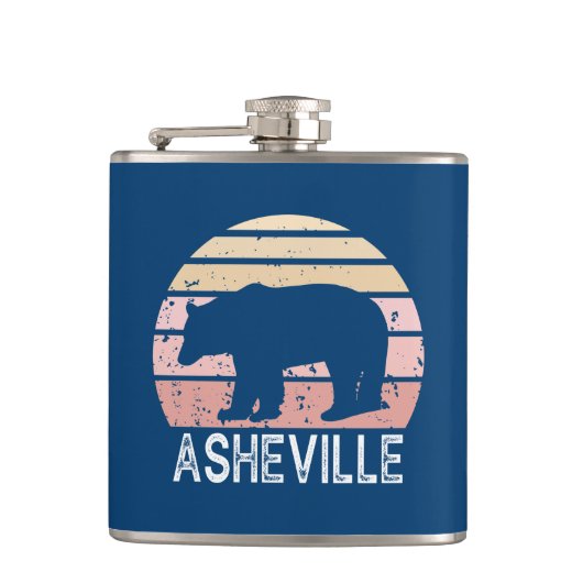 Asheville North Carolina Retro Bear Flachmann (Vorderseite)