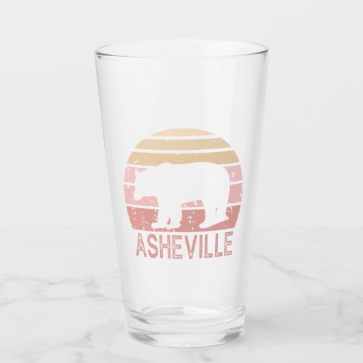Asheville North Carolina Retro Bear Glas (Vorderseite)