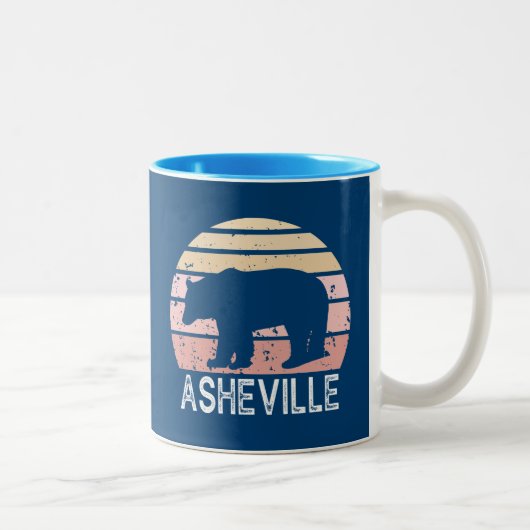 Asheville North Carolina Retro Bear Zweifarbige Tasse (Rechts)