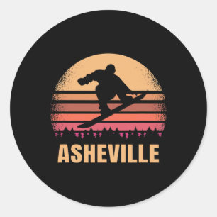Asheville North Carolina Snowboarding Vintag Nr. 8 Runder Aufkleber