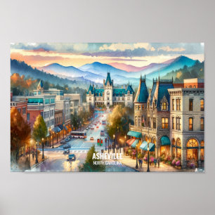 Asheville North Carolina Travel Orte Aquarell Poster