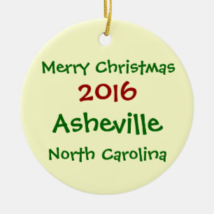 ASHEVILLE-NORTH CAROLINA-WEIHNACHTSverzierung 2016 Keramikornament