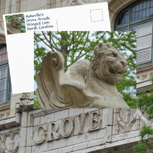 Asheville Winged Lion Statue Historic Grove Arcade Postkarte