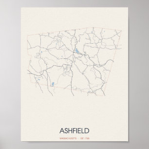 Ashfield Massachusetts Straßenkarte Poster
