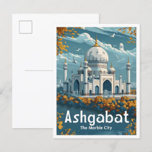 Ashgabat Turkmenistan Vintage-Reiseillustration Postkarte