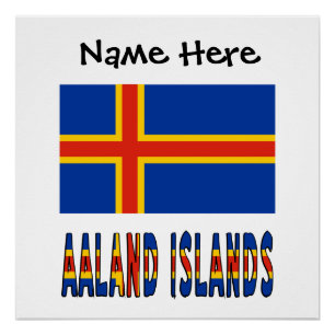 Ashland-Inseln Ålander-Flagge Personalisiert Poster